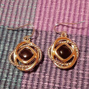 Black gold filled spinel earrings